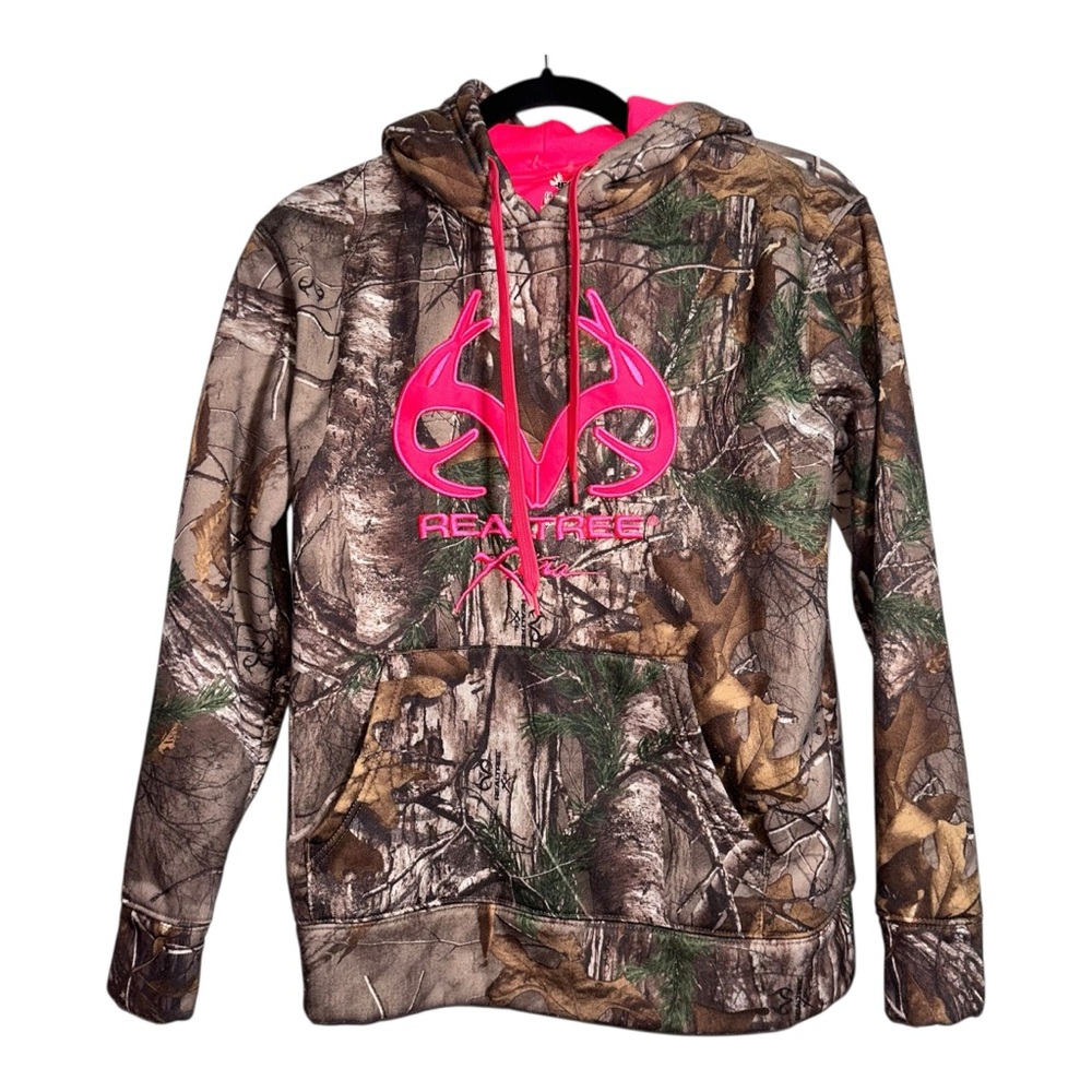 Realtree Camo Hoodie Pink Logo Antler Pullover Women's Small